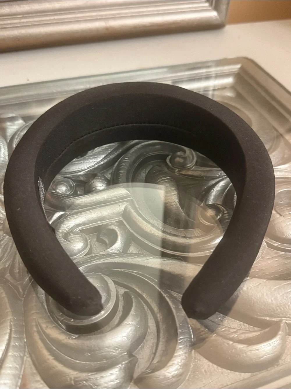Crystal Embellished Black Padded Headband Hand Made